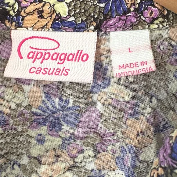 Vintage Floral Button-Up Shirt Women's Size Large – Flower Buttons – Cottagecore - Picture 3 of 9